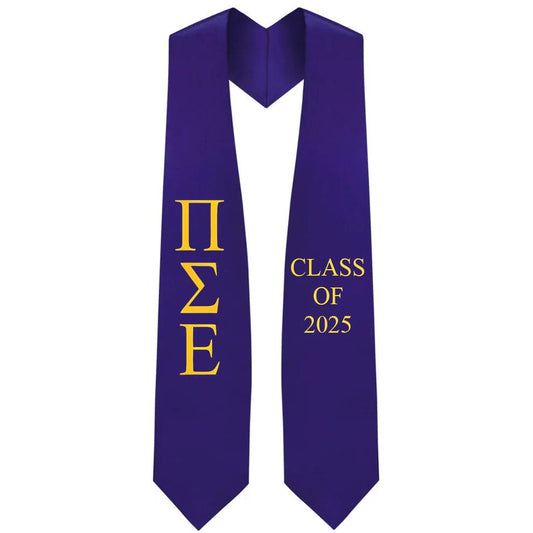 Pi Sigma Epsilon Lettered Stole W/ Year - Graduation Cap&Gown