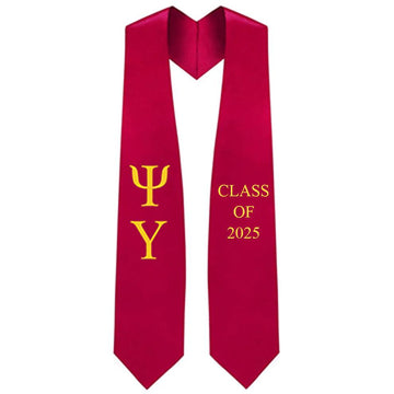 Psi Upsilon Lettered Stole w/ Year - Graduation Cap&Gown