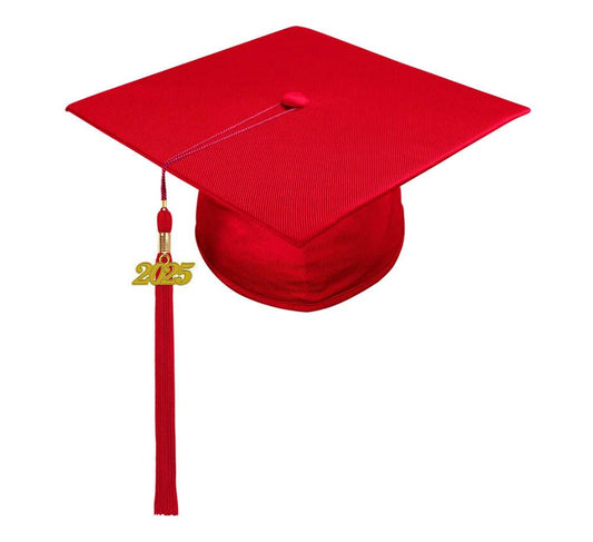 Shiny Red Junior High/Middle School Cap & Tassel - Graduation Cap&Gown