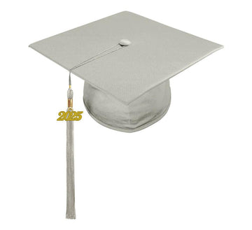 Shiny Silver High School Cap & Tassel - Graduation Cap&Gown