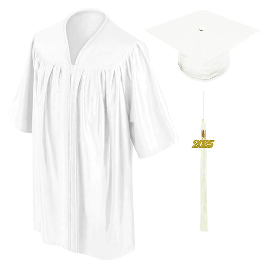 Shiny White Kindergarten/Preschool Cap & Gown - Graduation Cap&Gown