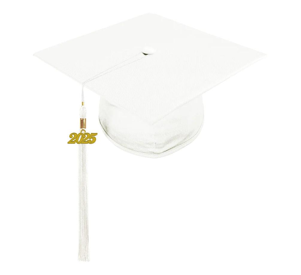 Shiny White Kindergarten/Preschool Cap & Tassel - Graduation Cap&Gown