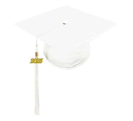 Shiny White Junior High/Middle School Cap & Tassel - Graduation Cap&Gown