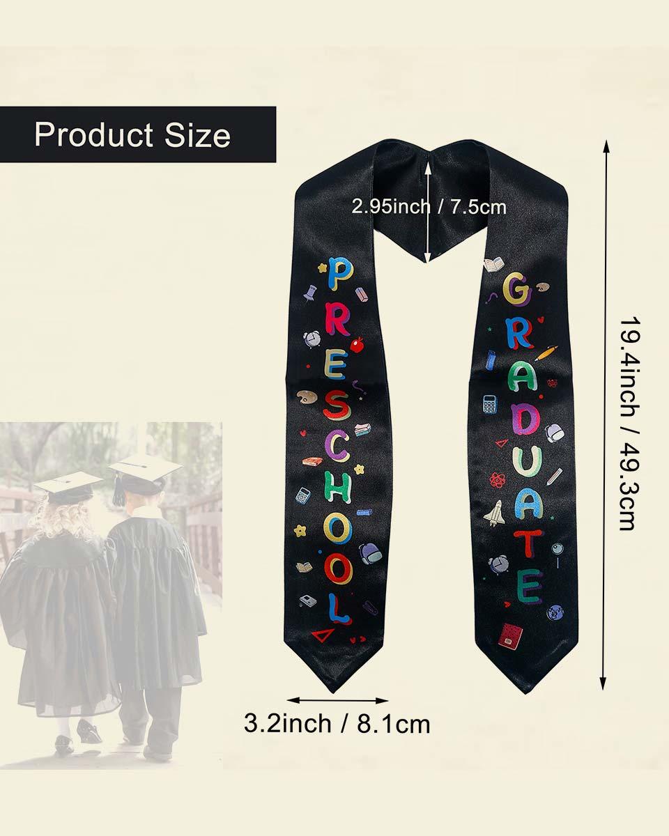 Preschool Graduation Printed Kids Sash Stole – 3 Colors Available - Graduation Cap&Gown
