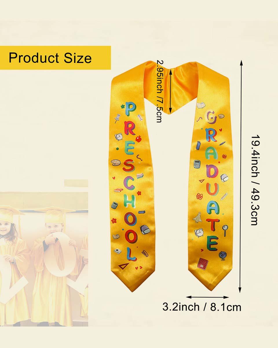 Preschool Graduation Printed Kids Sash Stole – 3 Colors Available - Graduation Cap&Gown