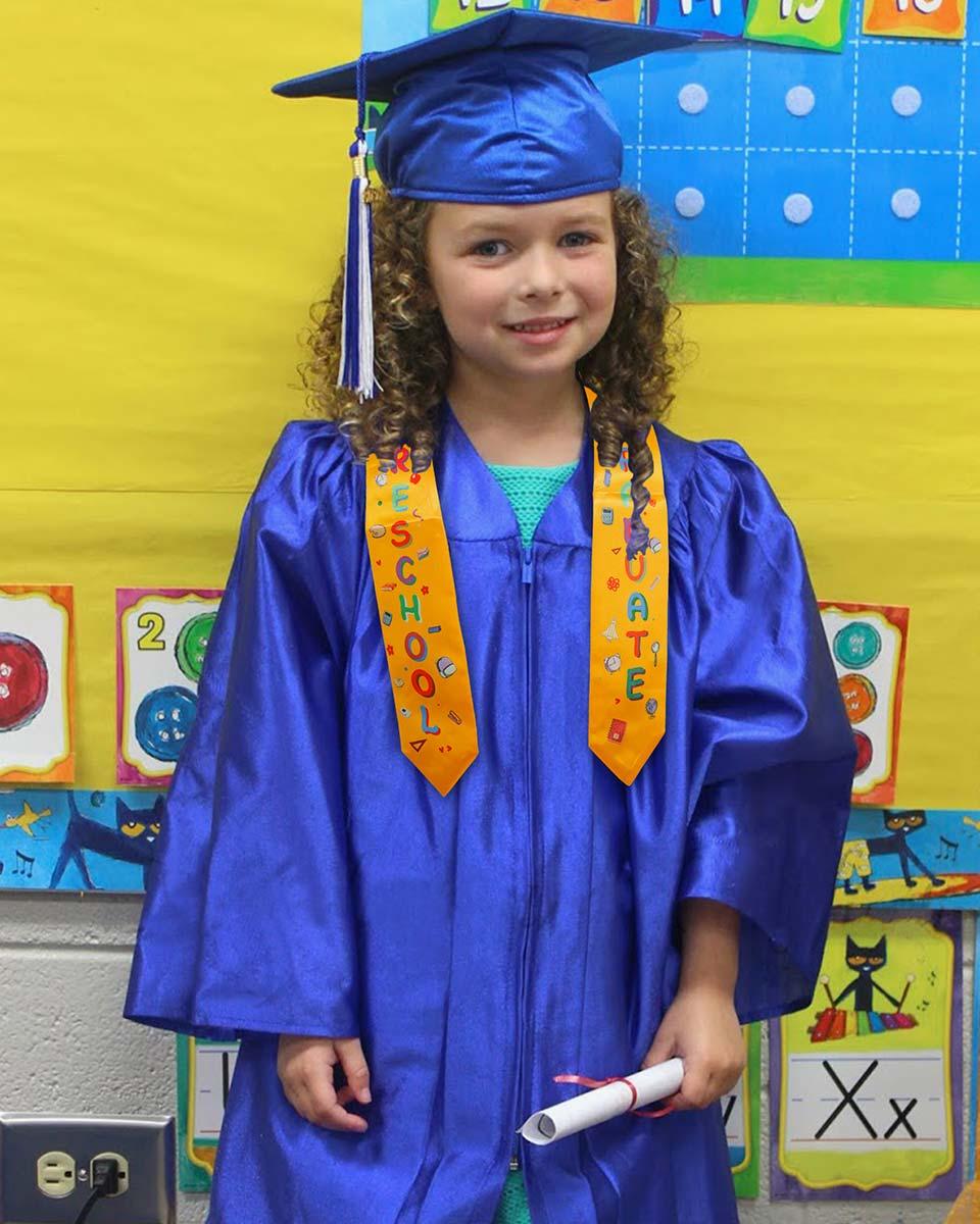 Preschool Graduation Printed Kids Sash Stole – 3 Colors Available - Graduation Cap&Gown