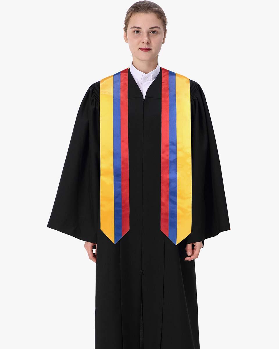 17 Country Flag Graduation Stoles Embroidery Sashes for Study Aboard International Students - Graduation Cap&Gown