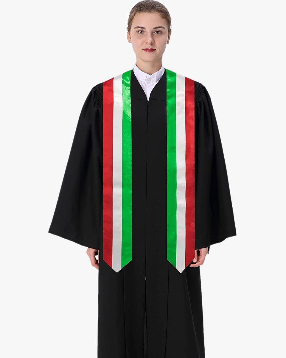 17 Country Flag Graduation Stoles Embroidery Sashes for Study Aboard International Students - Graduation Cap&Gown