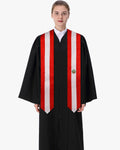 17 Country Flag Graduation Stoles Embroidery Sashes for Study Aboard International Students - Graduation Cap&Gown