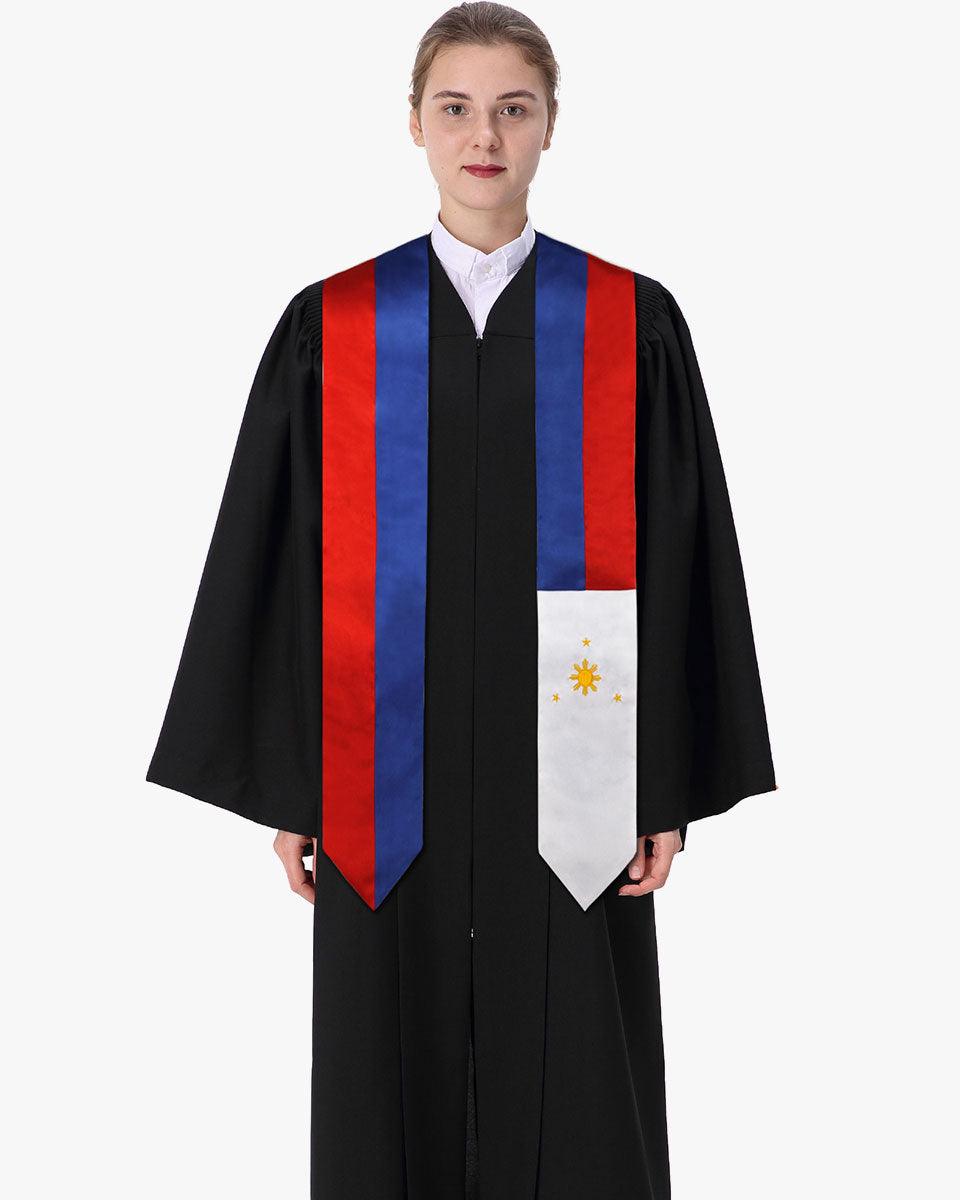 17 Country Flag Graduation Stoles Embroidery Sashes for Study Aboard International Students - Graduation Cap&Gown