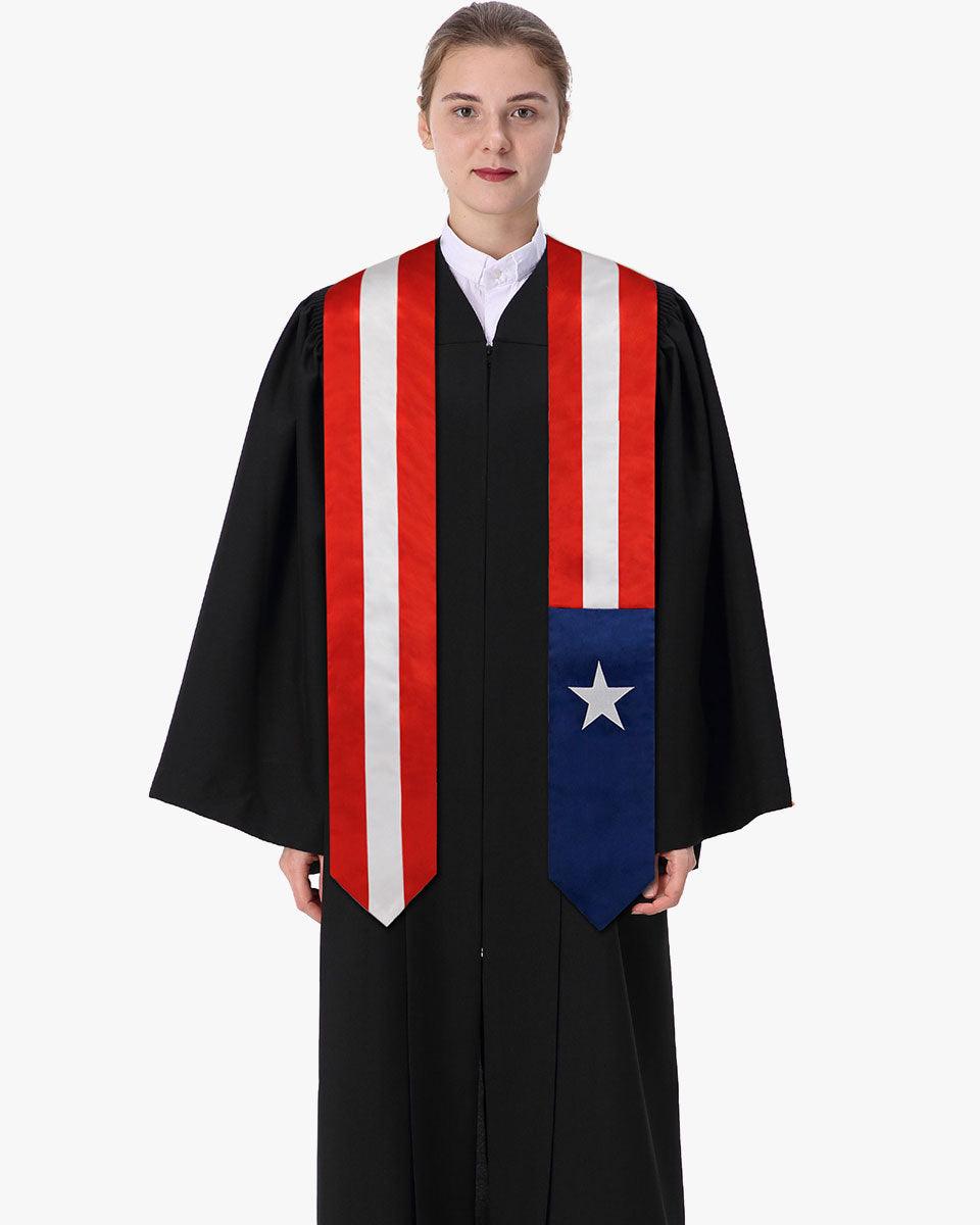 17 Country Flag Graduation Stoles Embroidery Sashes for Study Aboard International Students - Graduation Cap&Gown