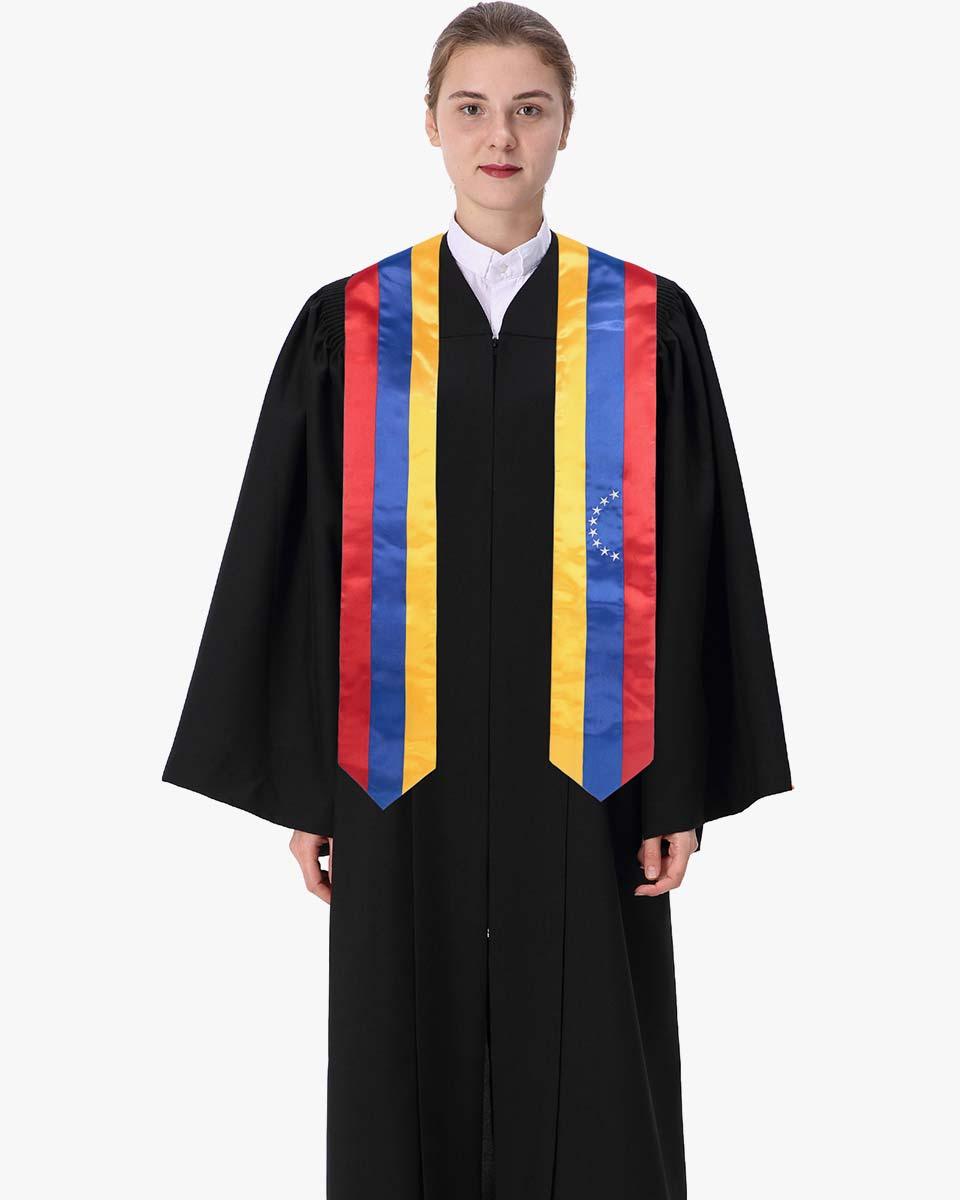 17 Country Flag Graduation Stoles Embroidery Sashes for Study Aboard International Students - Graduation Cap&Gown