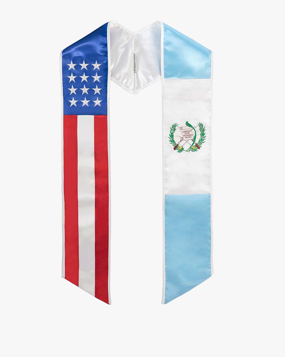 7 Mixed Flag Graduation Stoles Embroidery Sashes for Study Aboard Students - Graduation Cap&Gown