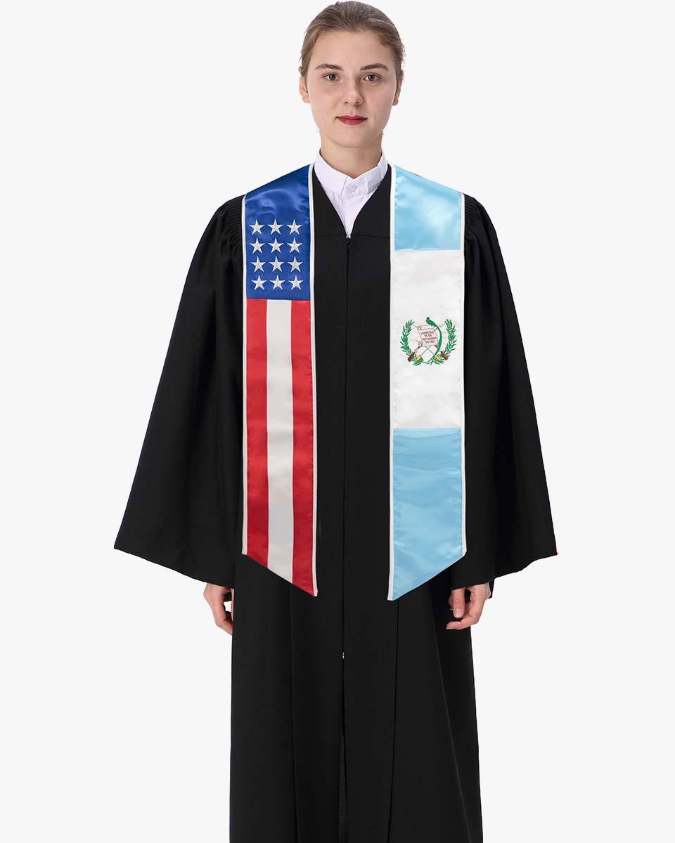 7 Mixed Flag Graduation Stoles Embroidery Sashes for Study Aboard Students - Graduation Cap&Gown