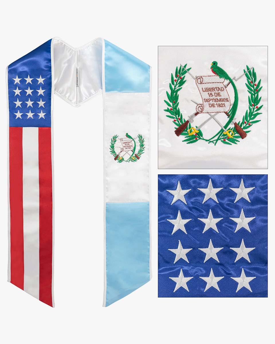 7 Mixed Flag Graduation Stoles Embroidery Sashes for Study Aboard Students - Graduation Cap&Gown