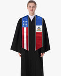 7 Mixed Flag Graduation Stoles Embroidery Sashes for Study Aboard Students - Graduation Cap&Gown