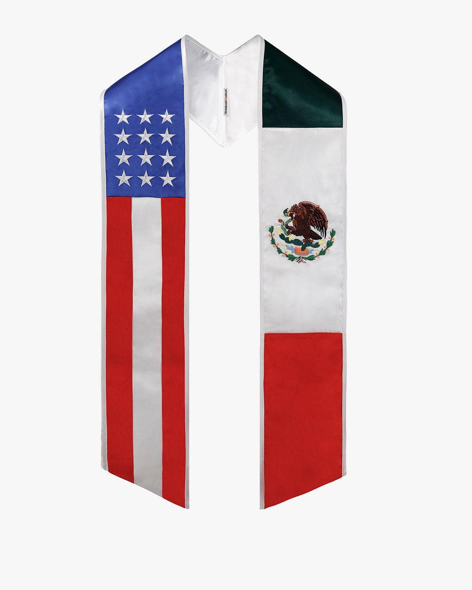 7 Mixed Flag Graduation Stoles Embroidery Sashes for Study Aboard Students - Graduation Cap&Gown