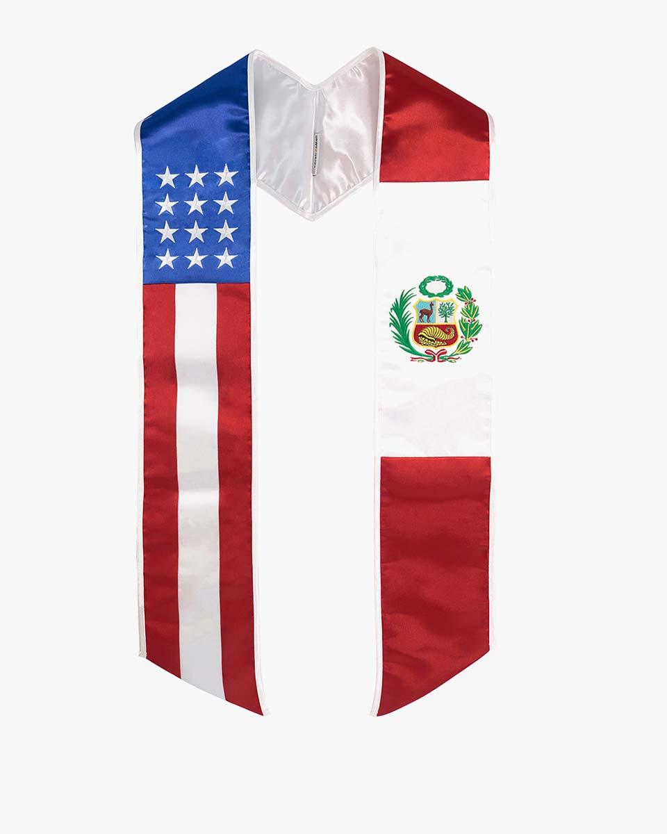 7 Mixed Flag Graduation Stoles Embroidery Sashes for Study Aboard Students - Graduation Cap&Gown