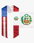 7 Mixed Flag Graduation Stoles Embroidery Sashes for Study Aboard Students - Graduation Cap&Gown