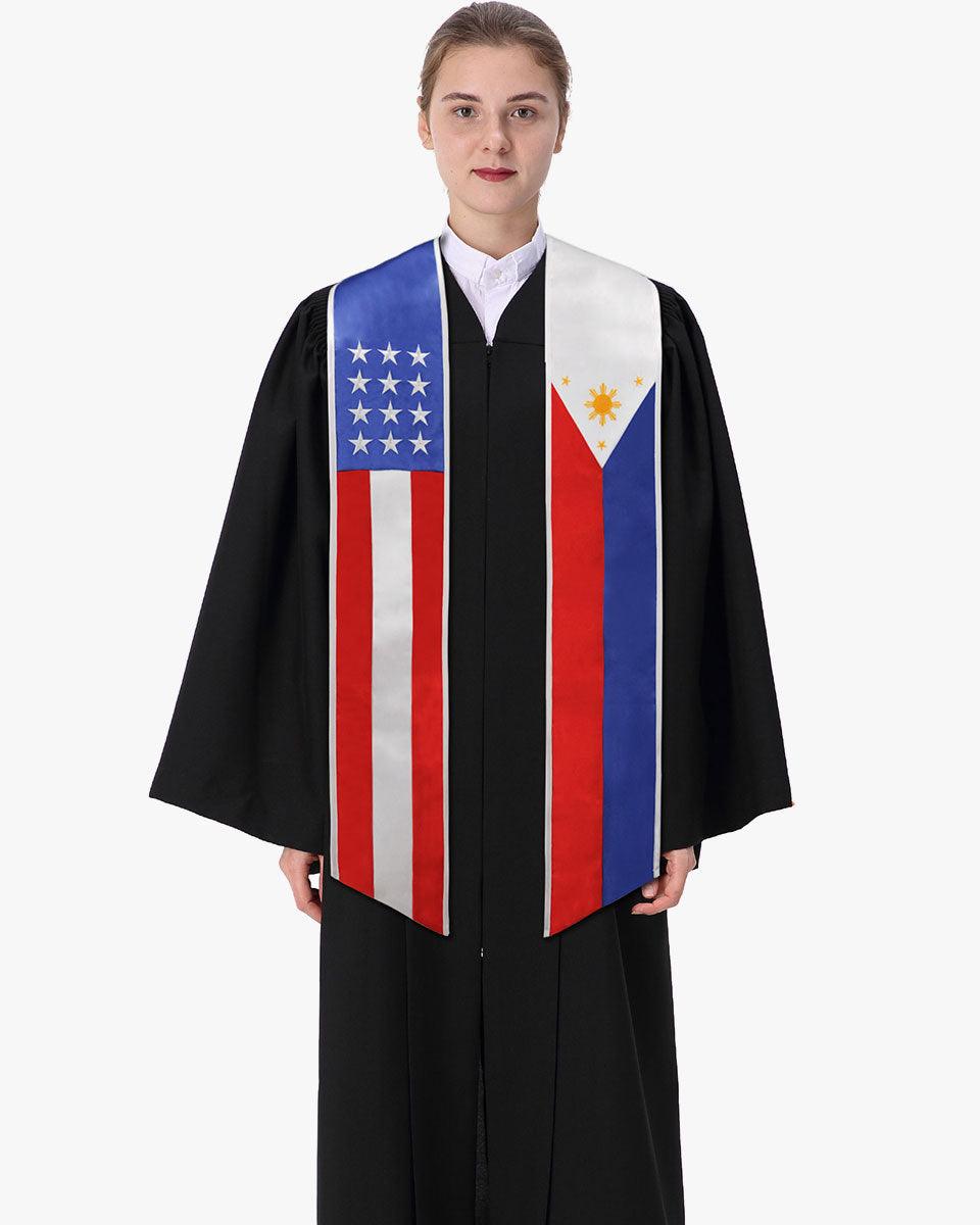 7 Mixed Flag Graduation Stoles Embroidery Sashes for Study Aboard Students - Graduation Cap&Gown