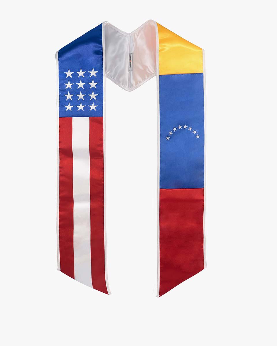 7 Mixed Flag Graduation Stoles Embroidery Sashes for Study Aboard Students - Graduation Cap&Gown
