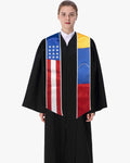 7 Mixed Flag Graduation Stoles Embroidery Sashes for Study Aboard Students - Graduation Cap&Gown