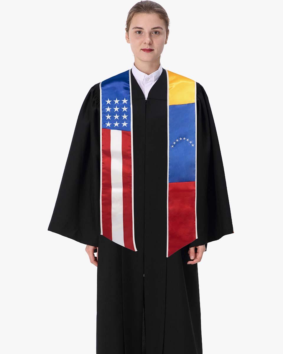 7 Mixed Flag Graduation Stoles Embroidery Sashes for Study Aboard Students - Graduation Cap&Gown