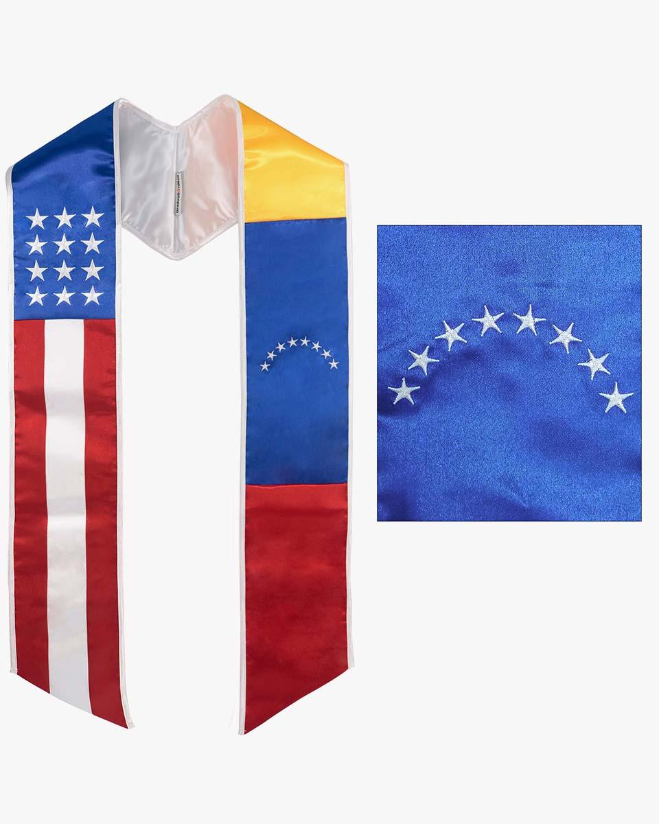 7 Mixed Flag Graduation Stoles Embroidery Sashes for Study Aboard Students - Graduation Cap&Gown