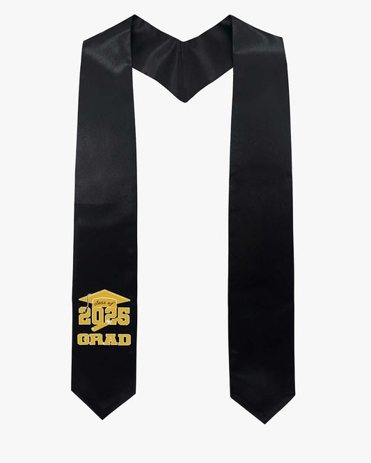 Class of 2025 Adults Imprinted Graduation Stoles with Classic End - 2 Colors Available - Graduation Cap&Gown