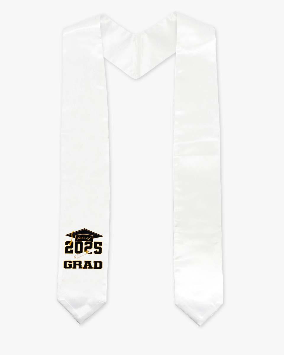Class of 2025 Adults Imprinted Graduation Stoles with Classic End - 2 Colors Available - Graduation Cap&Gown