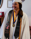 Class of 2025 Adults Floral Imprinted Graduation Stoles with Classic End - 2 Colors Available - Graduation Cap&Gown