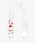 Class of 2025 Adults Floral Imprinted Graduation Stoles with Classic End - 2 Colors Available - Graduation Cap&Gown