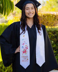Class of 2025 Adults Floral Imprinted Graduation Stoles with Classic End - 2 Colors Available - Graduation Cap&Gown