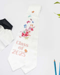 Class of 2025 Adults Floral Imprinted Graduation Stoles with Classic End - 2 Colors Available - Graduation Cap&Gown