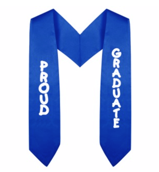 Royal Blue Imprinted Kindergarten/Preschool Stole - Graduation Cap&Gown