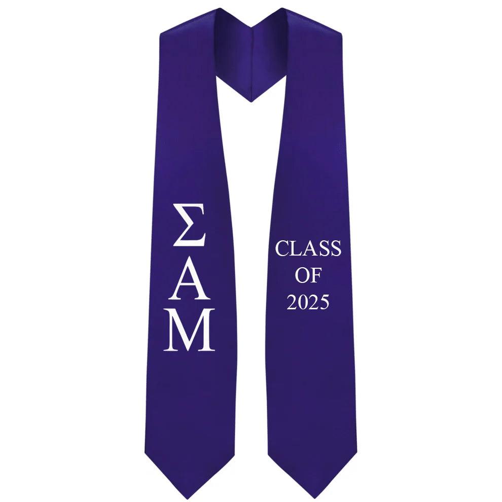 Sigma Alpha Mu Lettered Stole W/ Year - Graduation Cap&Gown