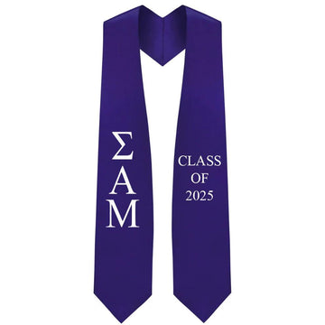 Sigma Alpha Mu Lettered Stole W/ Year - Graduation Cap&Gown