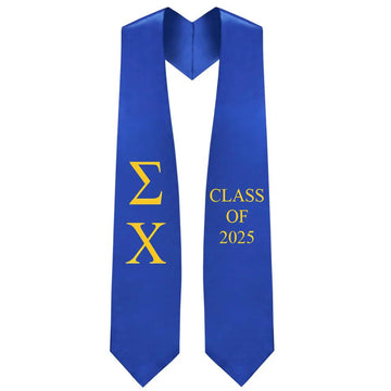 Sigma Chi Lettered Stole W/ Year - Graduation Cap&Gown