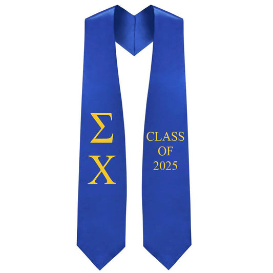 Sigma Chi Lettered Stole W/ Year - Graduation Cap&Gown