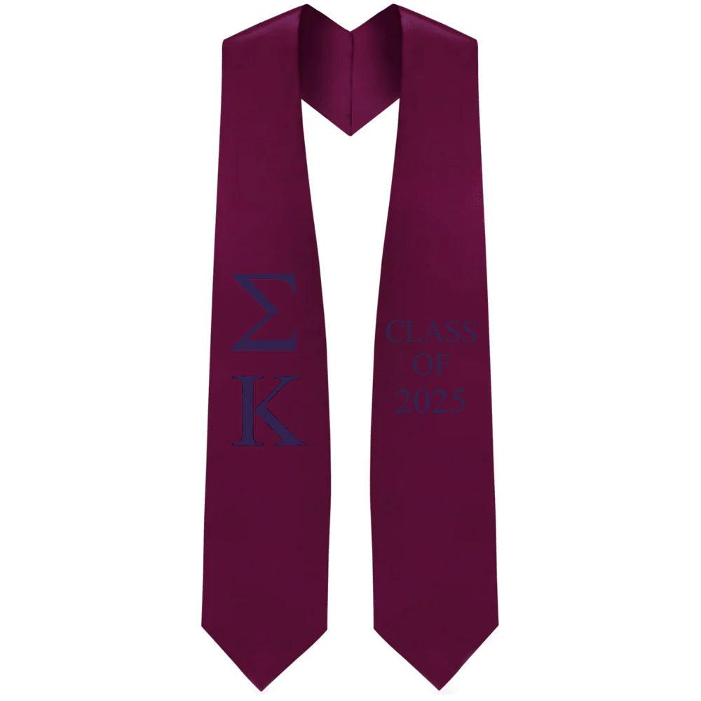 Sigma Kappa Lettered Stole W/ Year - Graduation Cap&Gown