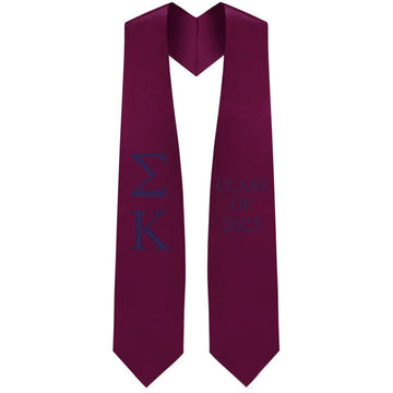 Sigma Kappa Lettered Stole W/ Year - Graduation Cap&Gown
