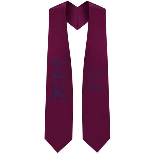Sigma Kappa Lettered Stole W/ Year - Graduation Cap&Gown