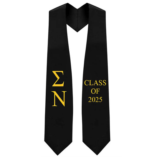 Sigma Nu Lettered Stole W/ Year - Graduation Cap&Gown