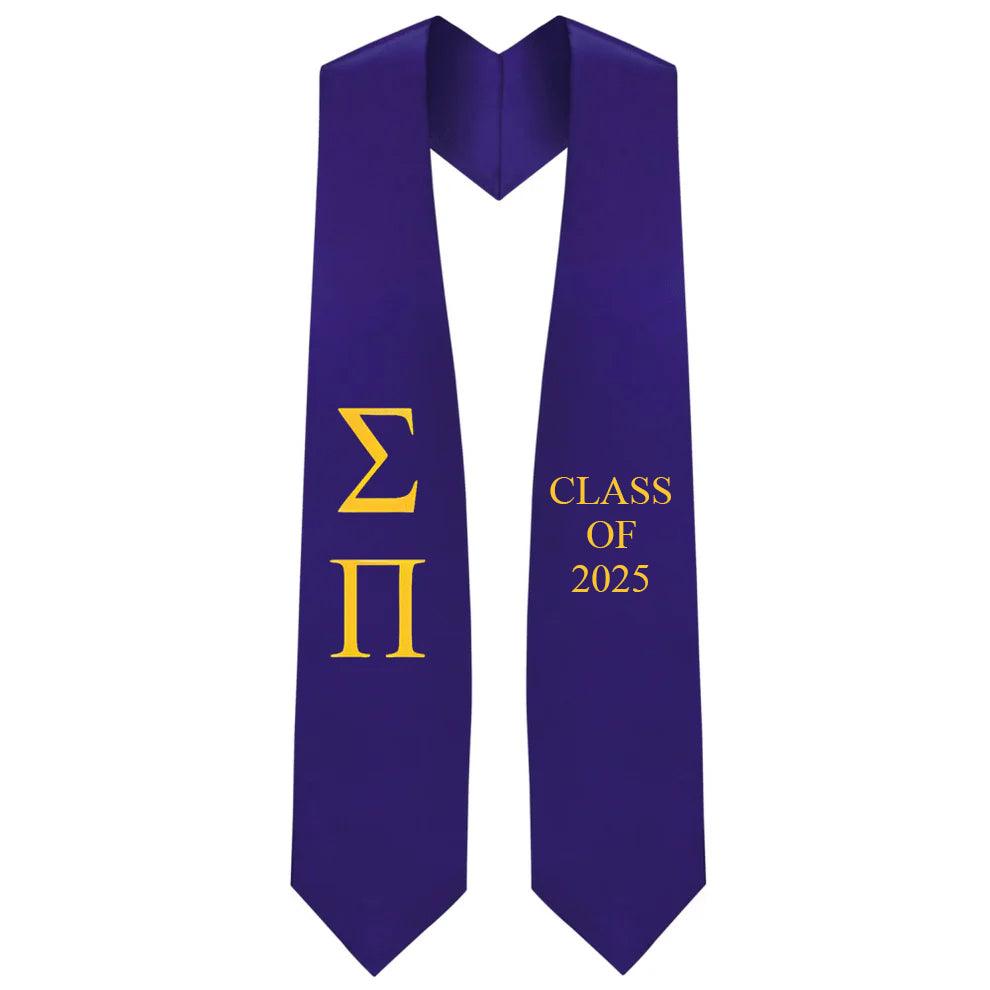 Sigma Pi Lettered Stole W/ Year - Graduation Cap&Gown