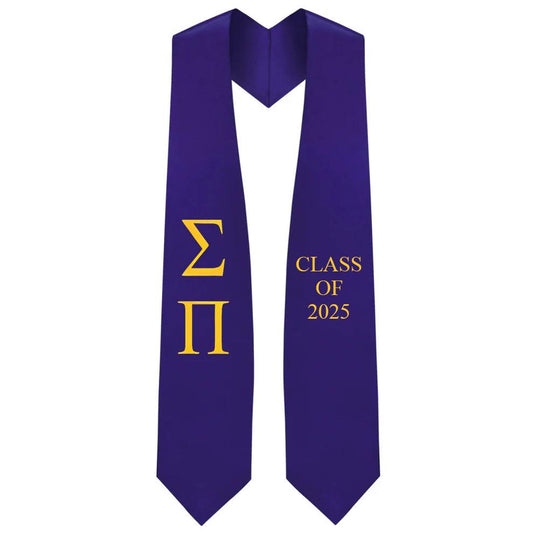 Sigma Pi Lettered Stole W/ Year - Graduation Cap&Gown
