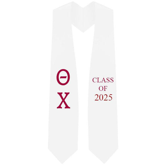 Theta Chi Lettered Stole W/ Year - Graduation Cap&Gown