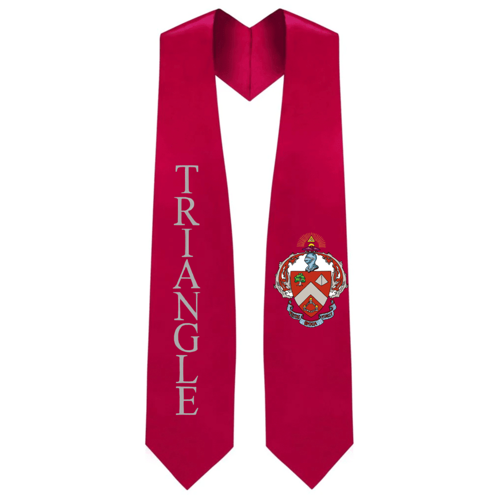 Triangle Greek Lettered Graduation Stole W/ Crest - Graduation Cap&Gown
