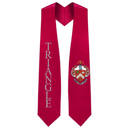 Triangle Greek Lettered Graduation Stole W/ Crest - Graduation Cap&Gown