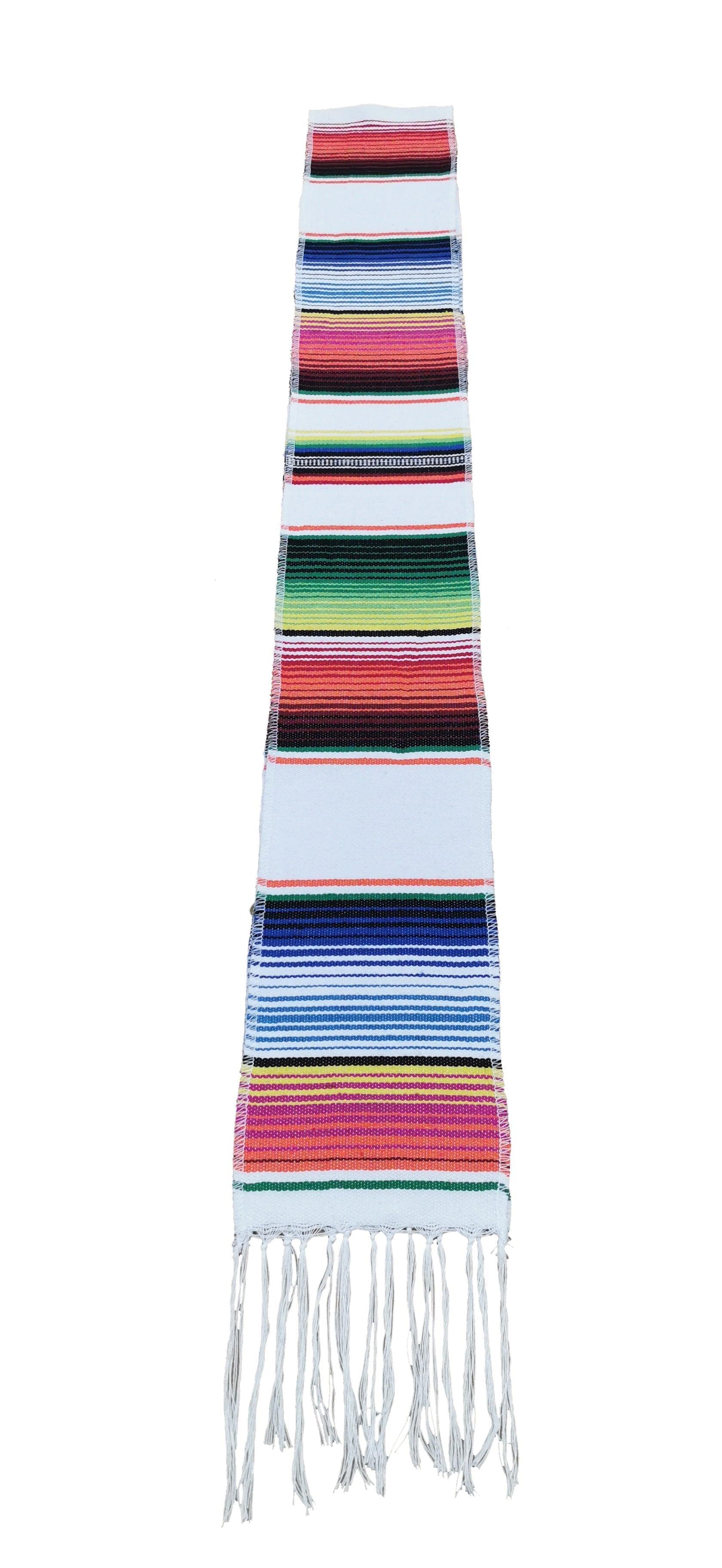 White Mexican Serape Graduation Stole/Sash - Graduation Cap&Gown