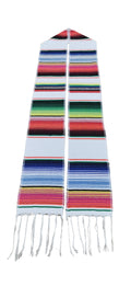 White Mexican Serape Graduation Stole/Sash - Graduation Cap&Gown